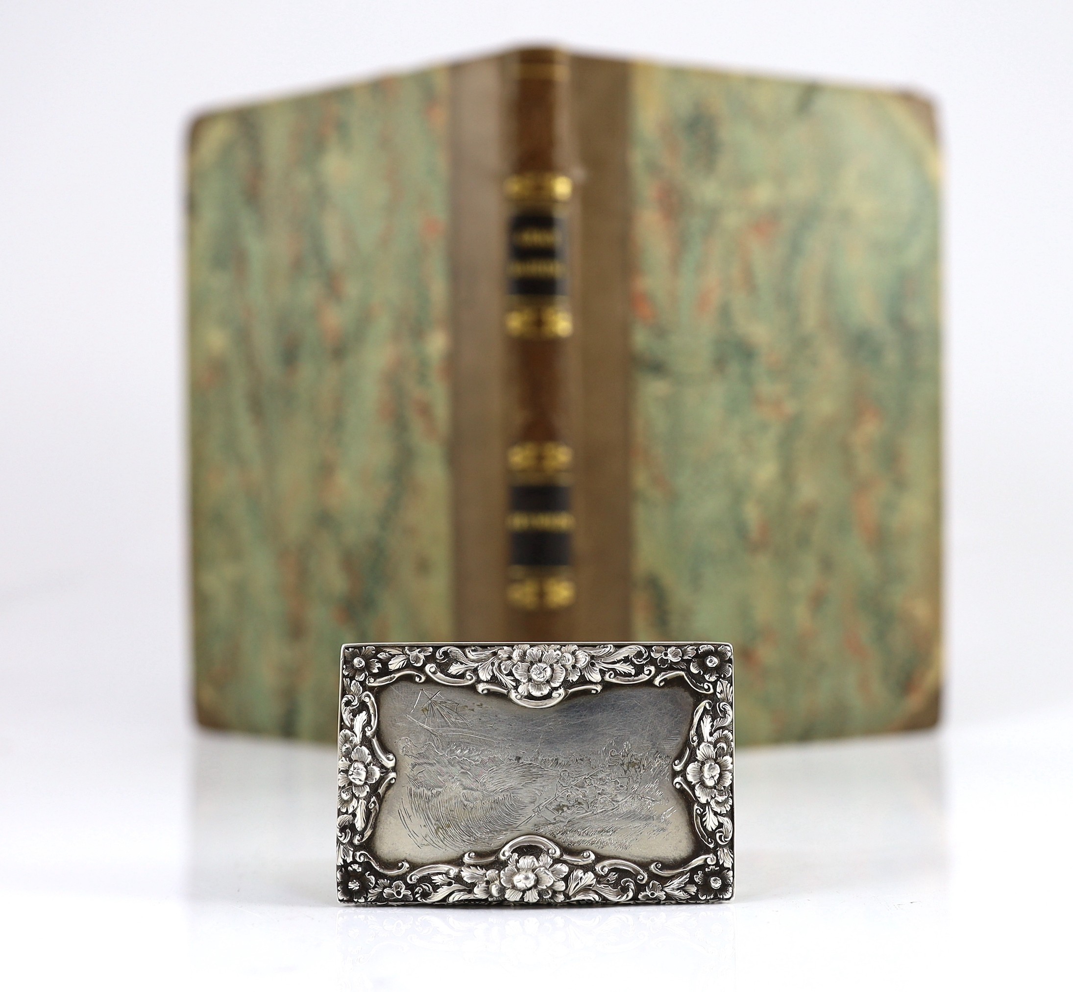 An unusual early Victorian silver rectangular snuff box, commemorating Grace Darling